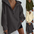Oversized Women’s Hoodie: New Polar Fleece, Casual Solid Button, Harajuku Loose Pullover, Streetwear Style - Warms Hoodies