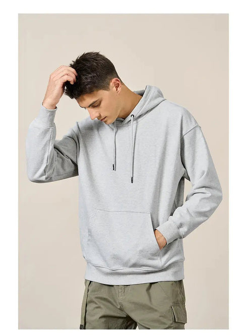 Premium Autumn Hoodies for Men: High-Quality, Thick 360g Fabric, Solid Basic Sweatshirts with Jogger - Warms Hoodies