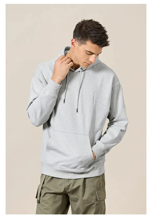 Premium Autumn Hoodies for Men: High-Quality, Thick 360g Fabric, Solid Basic Sweatshirts with Jogger - Warms Hoodies