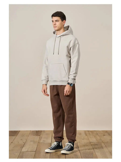 Premium Autumn Hoodies for Men: High-Quality, Thick 360g Fabric, Solid Basic Sweatshirts with Jogger - Warms Hoodies