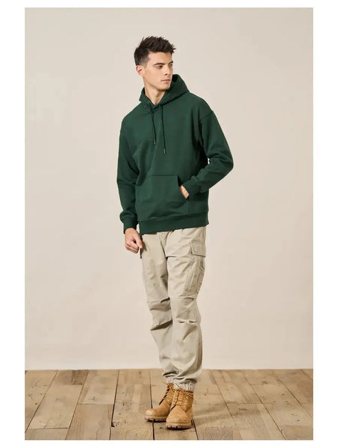 Premium Autumn Hoodies for Men: High-Quality, Thick 360g Fabric, Solid Basic Sweatshirts with Jogger - Warms Hoodies