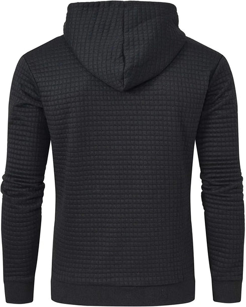 Premium Men’s Fleece Hoodies - Jacquard Pullover Sweatshirts for Men - High-Quality Male Hooded Sweatshirts - Warms Hoodies