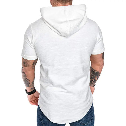 Premium Men’s Short-Sleeve Hoodies: Casual Solid Color Sweatshirts for the Modern Man - Warms Hoodies
