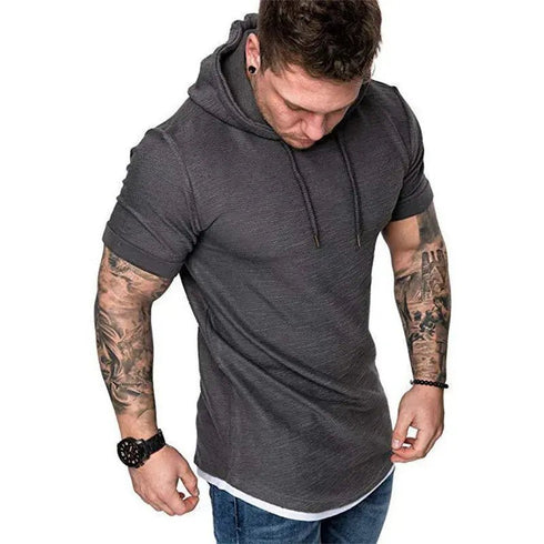 Premium Men’s Short-Sleeve Hoodies: Casual Solid Color Sweatshirts for the Modern Man - Warms Hoodies