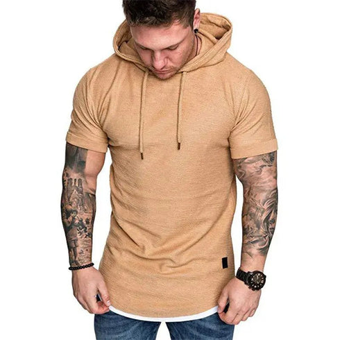 Premium Men’s Short-Sleeve Hoodies: Casual Solid Color Sweatshirts for the Modern Man - Warms Hoodies