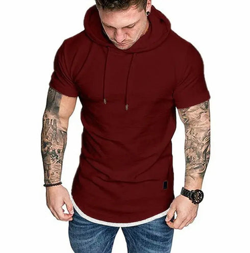 Premium Men’s Short-Sleeve Hoodies: Casual Solid Color Sweatshirts for the Modern Man - Warms Hoodies