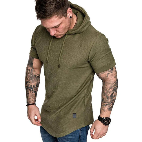 Premium Men’s Short-Sleeve Hoodies: Casual Solid Color Sweatshirts for the Modern Man - Warms Hoodies