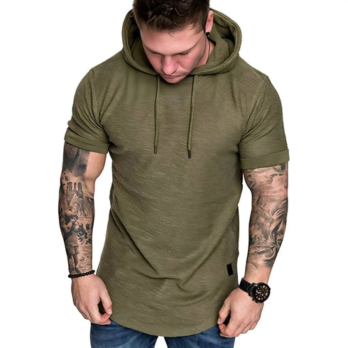 Premium Men’s Short-Sleeve Hoodies: Casual Solid Color Sweatshirts for the Modern Man - Warms Hoodies