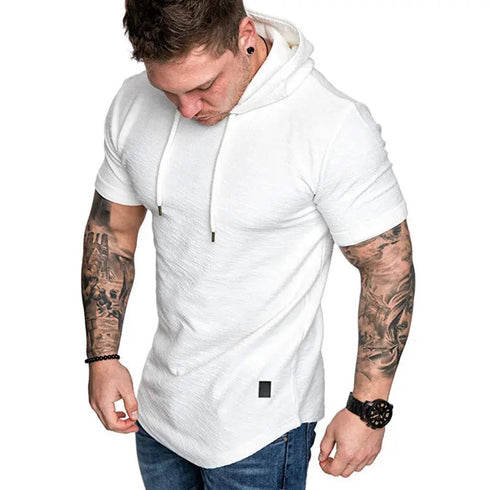 Premium Men’s Short-Sleeve Hoodies: Casual Solid Color Sweatshirts for the Modern Man - Warms Hoodies