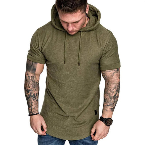 Premium Men’s Short-Sleeve Hoodies: Casual Solid Color Sweatshirts for the Modern Man - Warms Hoodies