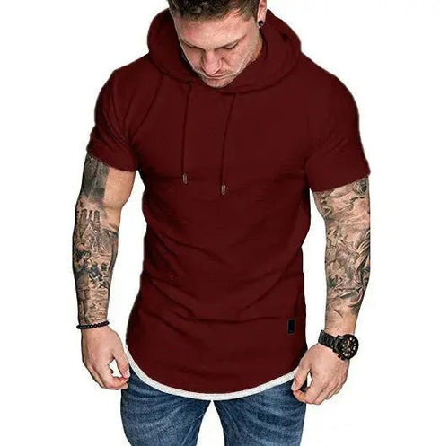 Premium Men’s Short-Sleeve Hoodies: Casual Solid Color Sweatshirts for the Modern Man - Warms Hoodies