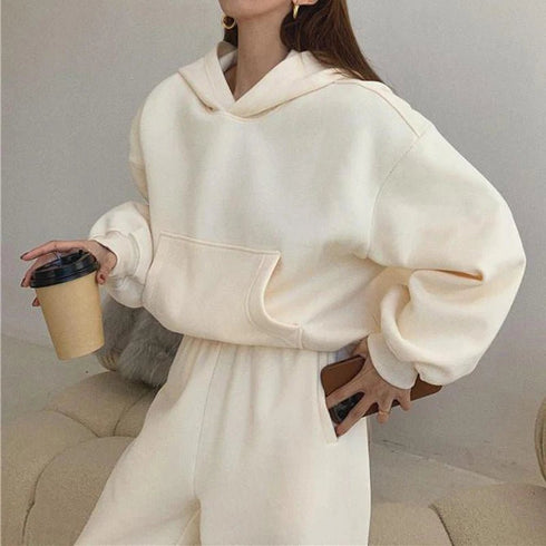 Premium Women’s Fleece Tracksuit: Hooded Sweatshirt and Jogging Pants - Casual Two-Piece Set - Warms Hoodies