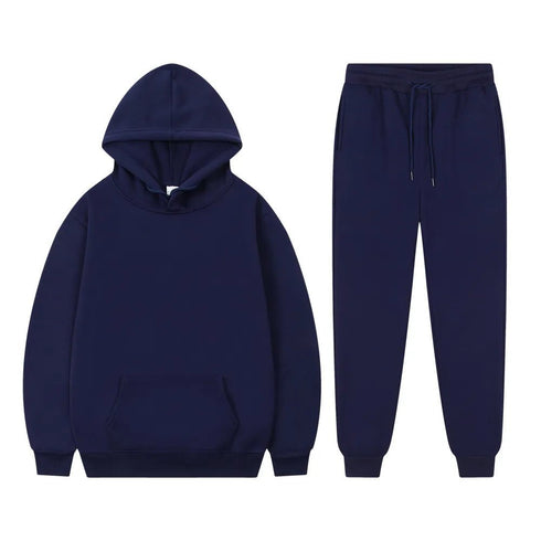 Solid Color, Long-Sleeved Hoodie and Sweatpants - Casual Two-Piece Set for Men and Women - Warms Hoodies