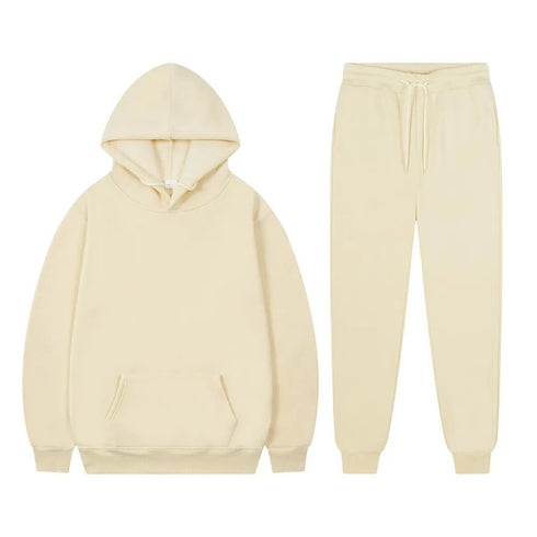 Solid Color, Long-Sleeved Hoodie and Sweatpants - Casual Two-Piece Set for Men and Women - Warms Hoodies