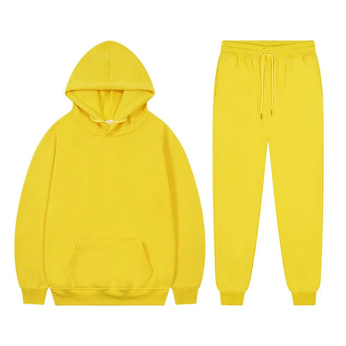 Solid Color, Long-Sleeved Hoodie and Sweatpants - Casual Two-Piece Set for Men and Women - Warms Hoodies