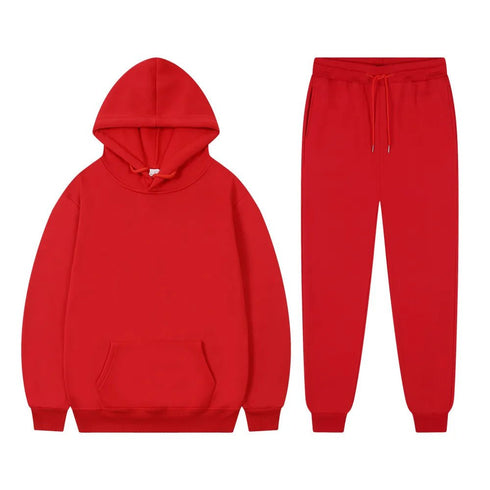 Solid Color, Long-Sleeved Hoodie and Sweatpants - Casual Two-Piece Set for Men and Women - Warms Hoodies