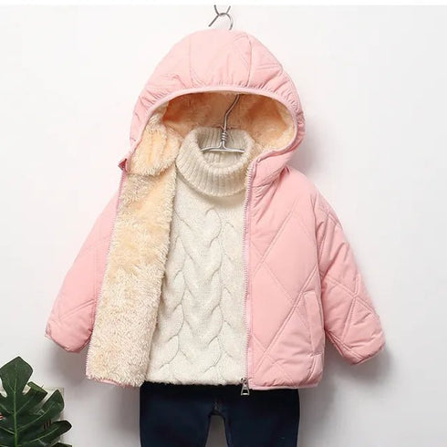 Winter Coats - Thick, Warm Plush Jackets with Fur Hood for Boys and Girls, Toddler Snowsuit Outerwear - Warms Hoodies