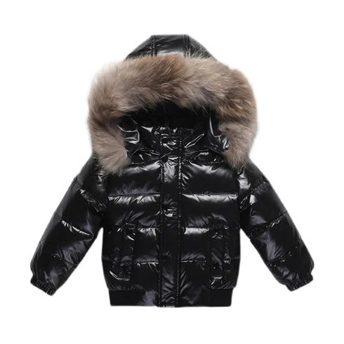 Winter jacket Parka for Kids - Boys & Girls Down Jacket with Natural Fur, Waterproof Outerwear and Snow Coat - Warms Hoodies