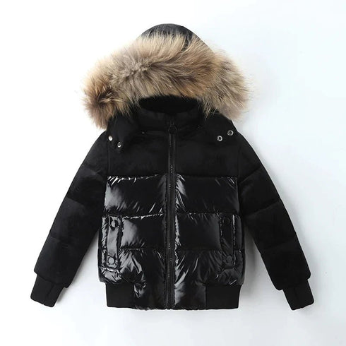 Winter jacket Parka for Kids - Boys & Girls Down Jacket with Natural Fur, Waterproof Outerwear and Snow Coat - Warms Hoodies