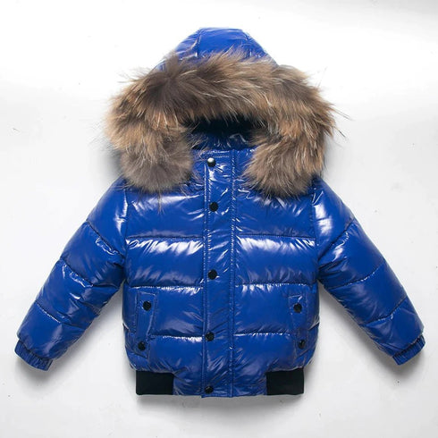 Winter jacket Parka for Kids - Boys & Girls Down Jacket with Natural Fur, Waterproof Outerwear and Snow Coat - Warms Hoodies