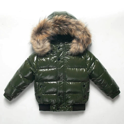 Winter jacket Parka for Kids - Boys & Girls Down Jacket with Natural Fur, Waterproof Outerwear and Snow Coat - Warms Hoodies