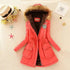 Women's Autumn-Winter Cotton Jacket - Slim Padded Coat, Hooded, Embroidery, Warm Overcoat, Fashion Parkas - Warms Hoodies