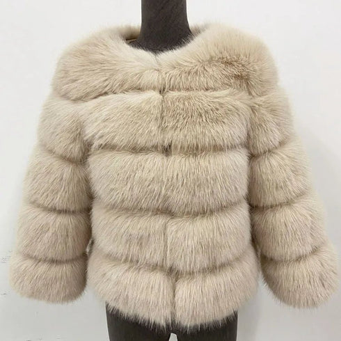 Women's Elegant Faux Fur Coat - Autumn Winter, Fluffy Black, Thick Warm, Office Style, Available in Multiple Sizes - Warms Hoodies