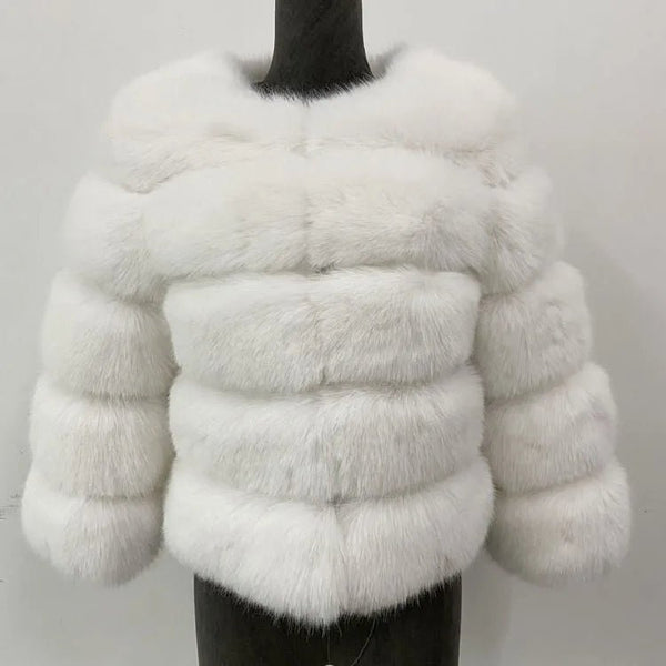 Women's Elegant Faux Fur Coat - Autumn Winter, Fluffy Black, Thick Warm, Office Style, Available in Multiple Sizes - Warms Hoodies