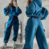 Women’s Hooded Tracksuit Two-Piece Set with Drawstring Sweatpants and Pullover Hoodie - Warms Hoodies