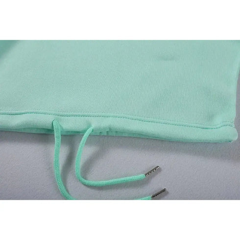 Women’s Winter and Autumn Two-Piece Tracksuit - Oversized Sweatshirt Solid Color Sportswear Hoodie - Warms Hoodies