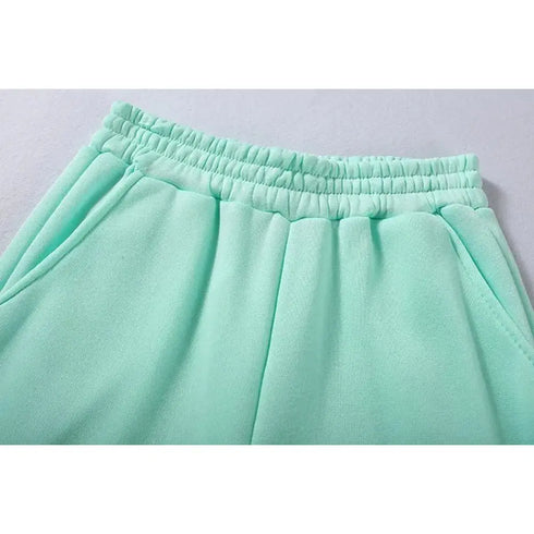 Women’s Winter and Autumn Two-Piece Tracksuit - Oversized Sweatshirt Solid Color Sportswear Hoodie - Warms Hoodies