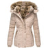 Women's Winter Parka Coat - Slim Fit, Hooded, Cotton-Polyester Blend, Fleece-Lined, Long, with Pockets - Warms Hoodies
