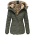 Women's Winter Parka Coat - Slim Fit, Hooded, Cotton-Polyester Blend, Fleece-Lined, Long, with Pockets - Warms Hoodies