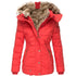 Women's Winter Parka Coat - Slim Fit, Hooded, Cotton-Polyester Blend, Fleece-Lined, Long, with Pockets - Warms Hoodies