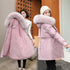 Women's Winter Parka - Long Fashion Coat with Wool Liner, Hooded, Fur Collar, Slim Fit, Warm Padded Snow Wear - Warms Hoodies