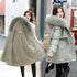 Women's Winter Parka - Long Fashion Coat with Wool Liner, Hooded, Fur Collar, Slim Fit, Warm Padded Snow Wear - Warms Hoodies
