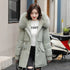Women's Winter Parka - Long Fashion Coat with Wool Liner, Hooded, Fur Collar, Slim Fit, Warm Padded Snow Wear - Warms Hoodies